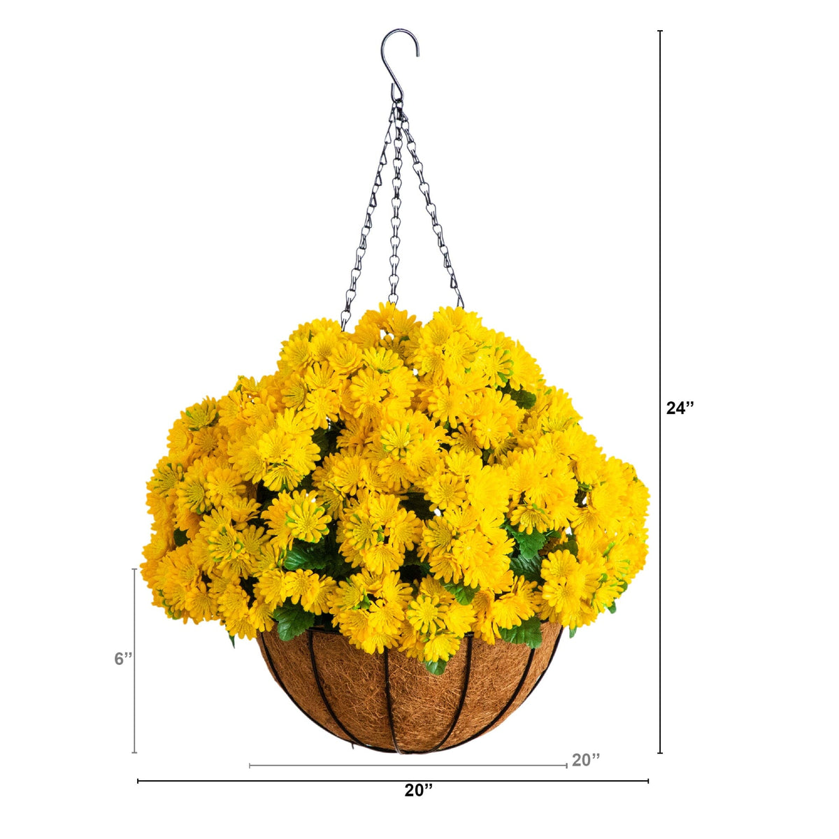 24" UV Resistant Artificial Chrysanthemum Hanging Basket (Indoor/Outdoor)