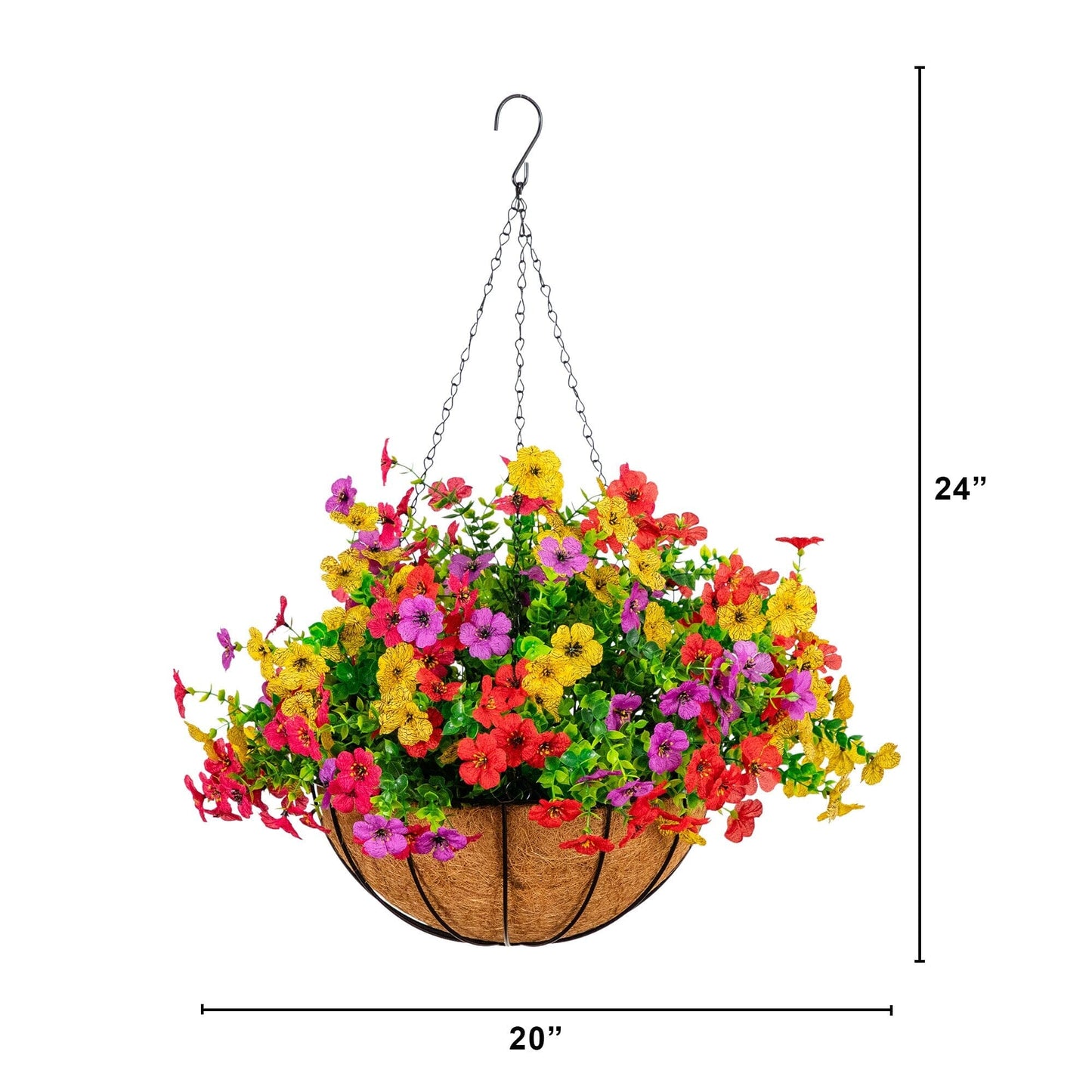24" UV Resistant Artificial Daisy Hanging Basket DIY Kit (Indoor/Outdoor)