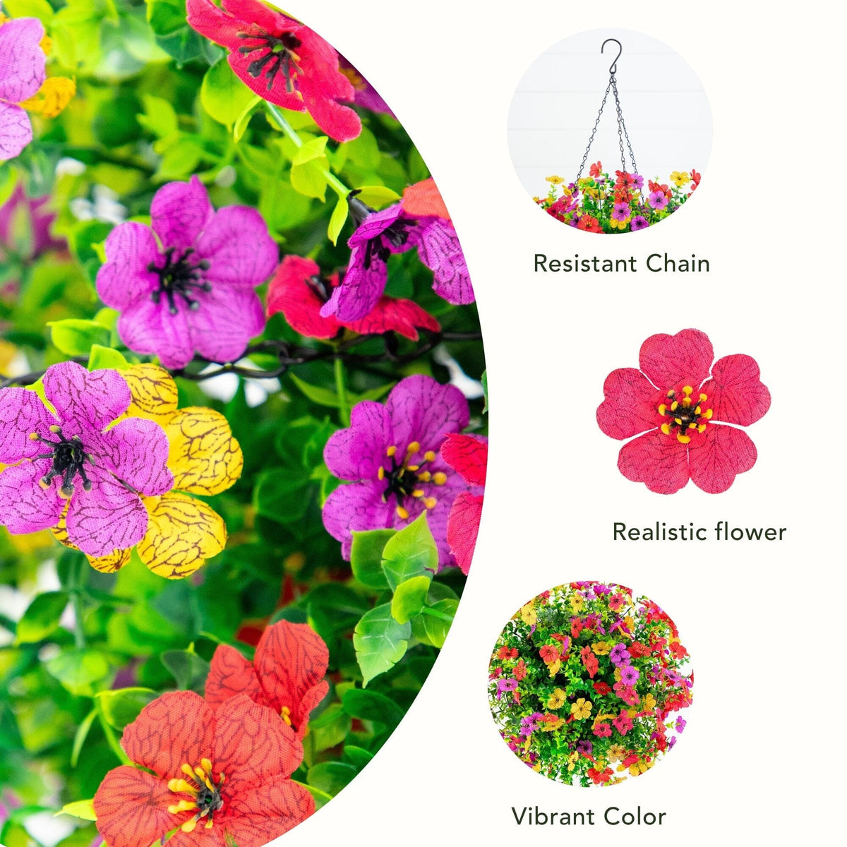 24" UV Resistant Artificial Daisy Hanging Basket DIY Kit (Indoor/Outdoor)