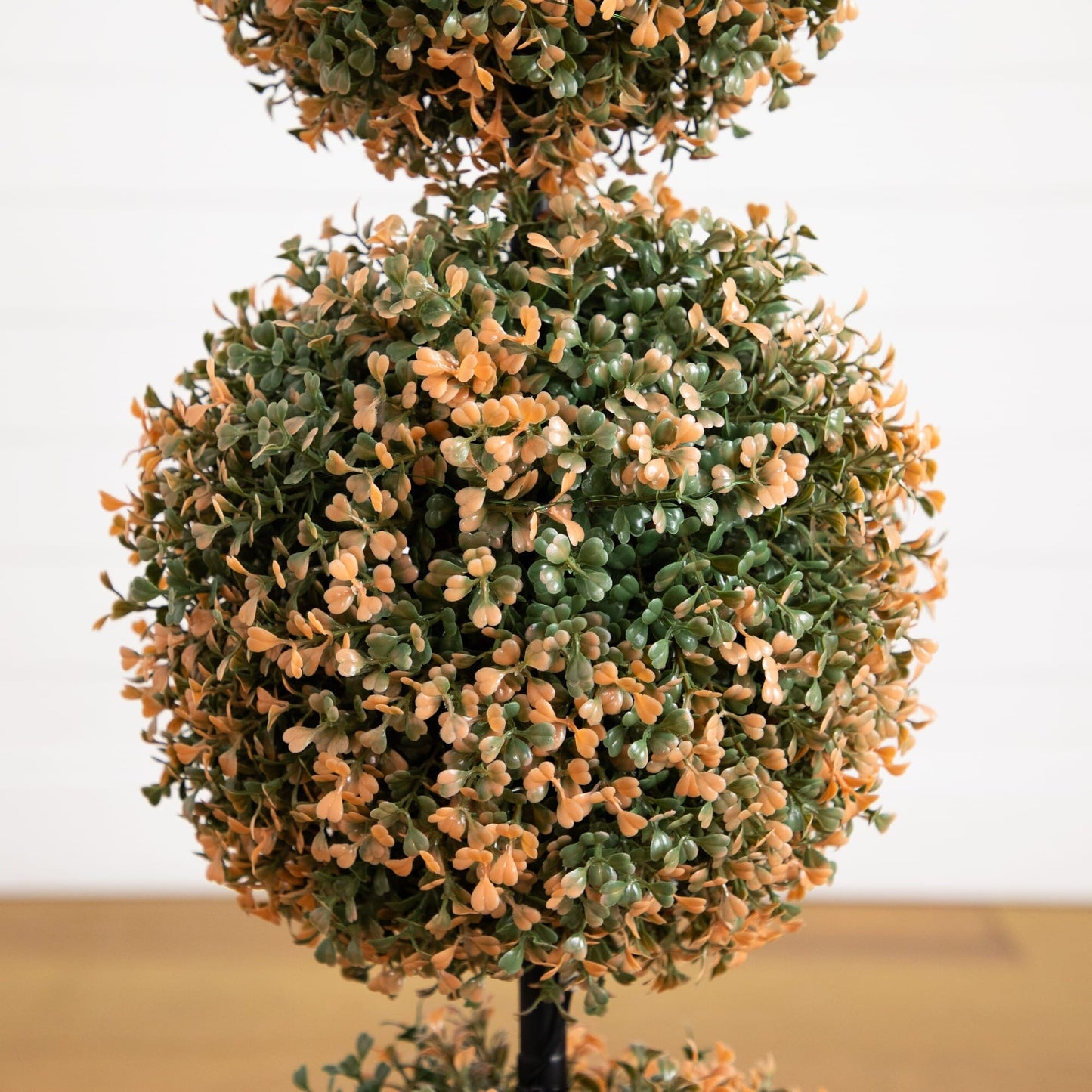 3' UV Resistant Autumn Triple Ball Boxwood Artificial Fall Topiary Tree with 30 Warm White LED Lights (Indoor/Outdoor)
