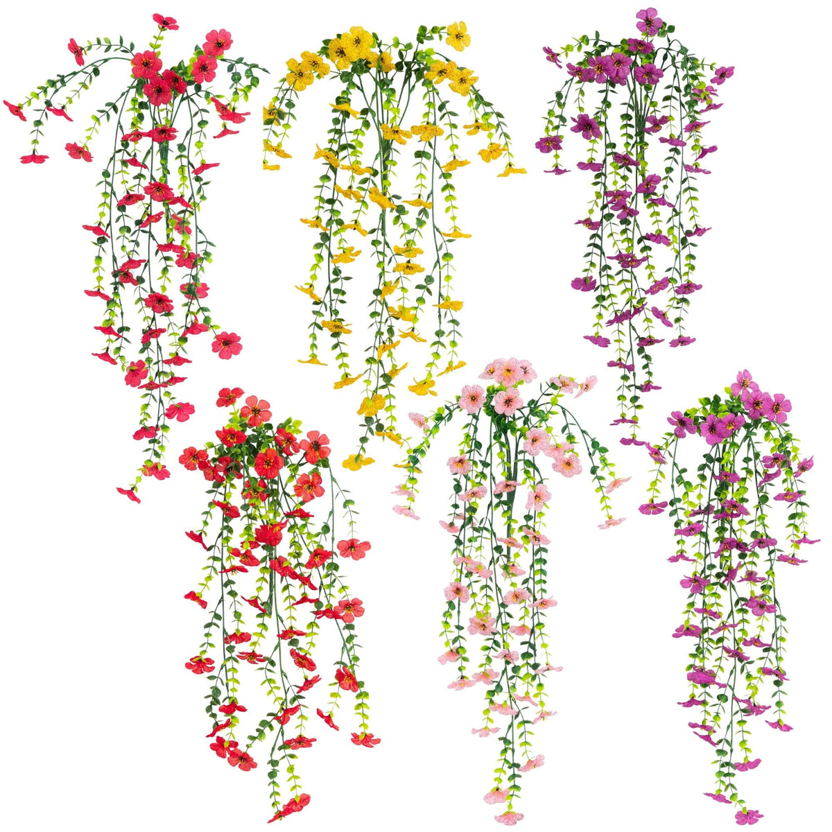 30" UV Resistant Artificial Daisy Hanging Plant (Indoor/Outdoor) - Set of 6