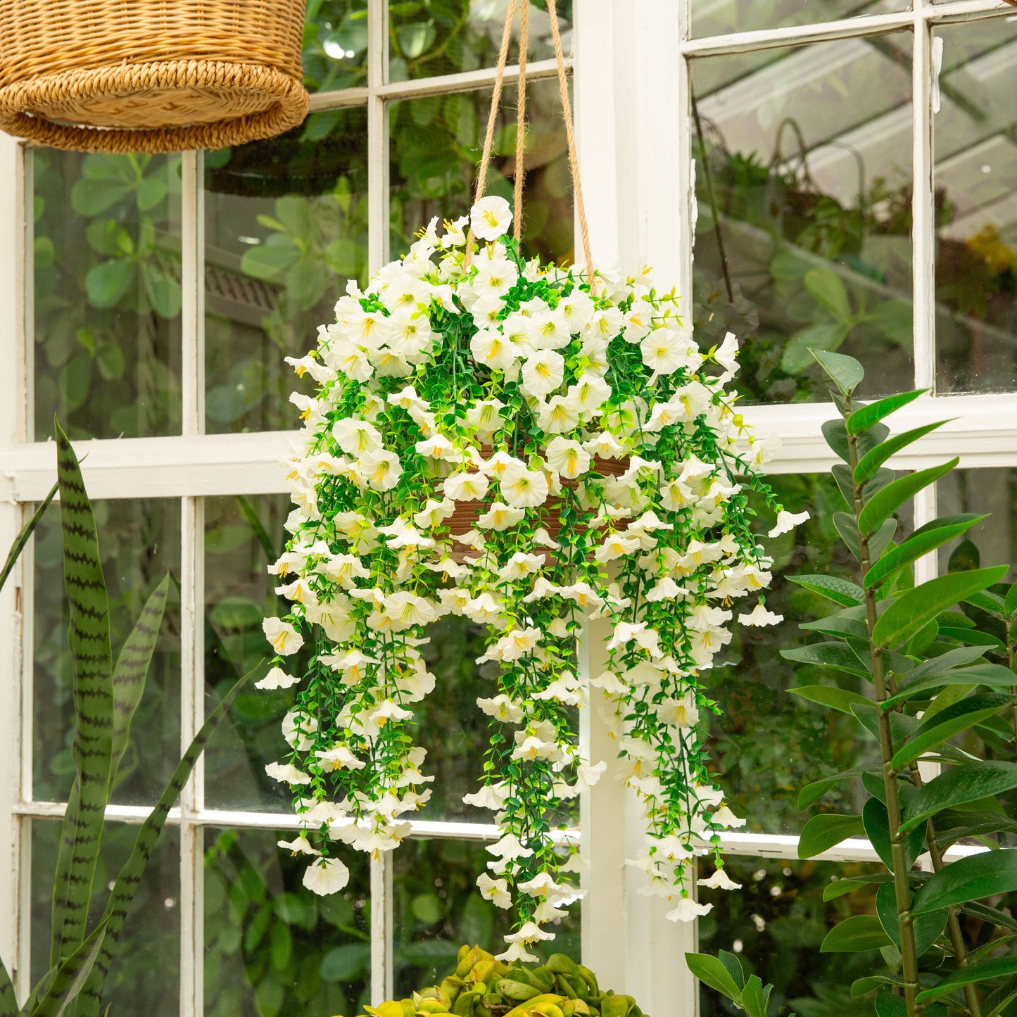 30" UV Resistant Artificial Morning Glory Hanging Plant (Indoor/Outdoor) - Set of 6