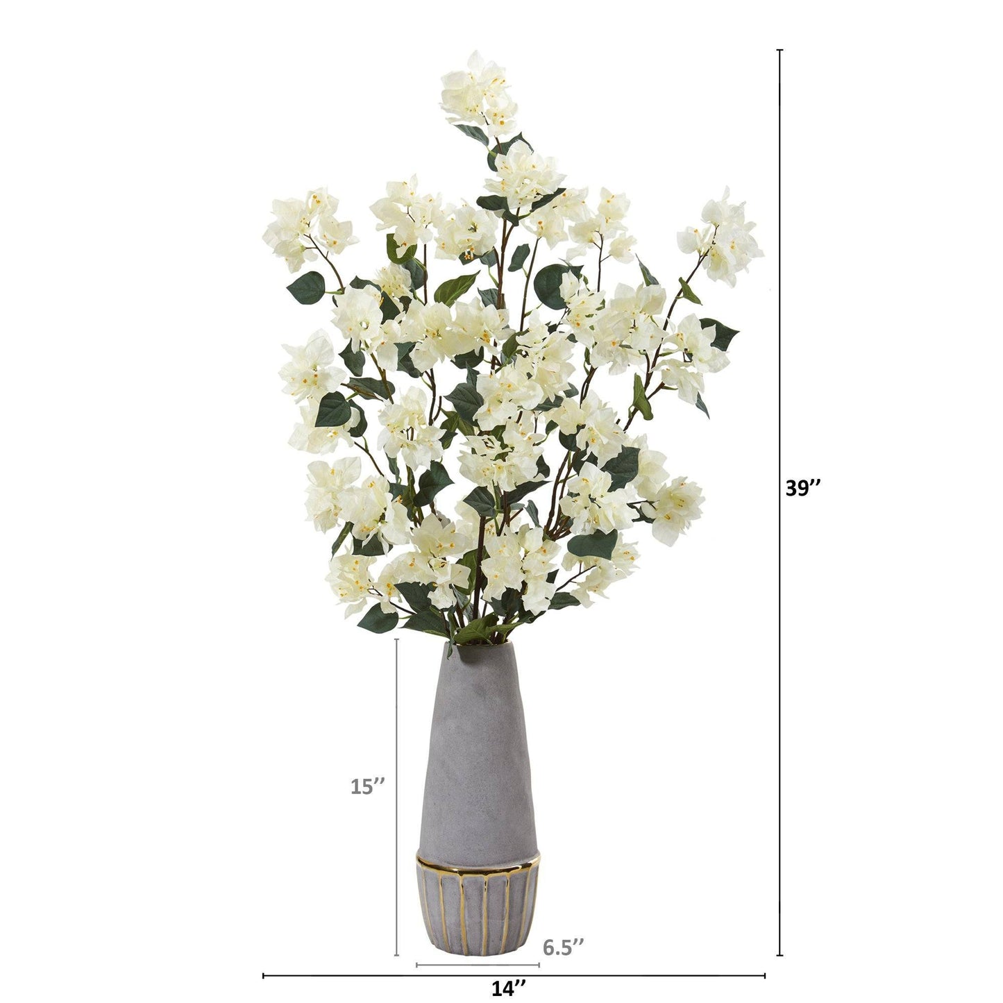 39” Bougainvillea Artificial Arrangement in Stoneware Vase