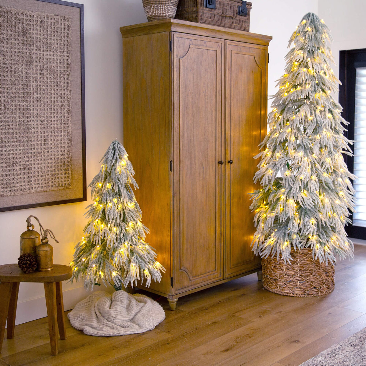 4' Artificial Pre-Lit Flocked Down Swept Christmas Tree with 110 Warm White LED Lights