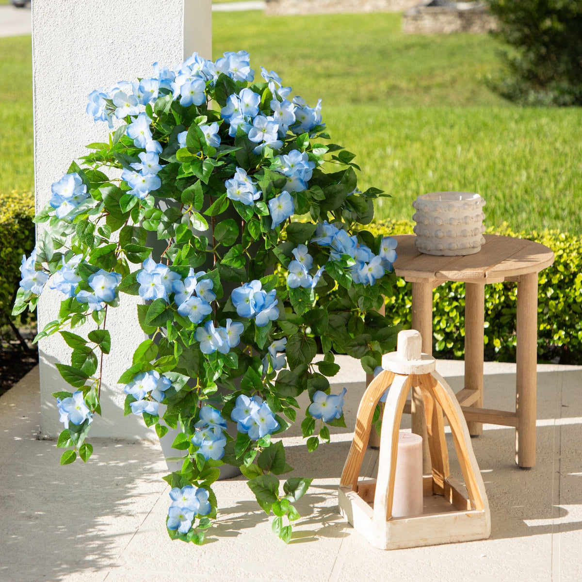 41" UV Resistant Artificial Hydrangea Hanging Plant (Indoor/Outdoor) - Set of 2