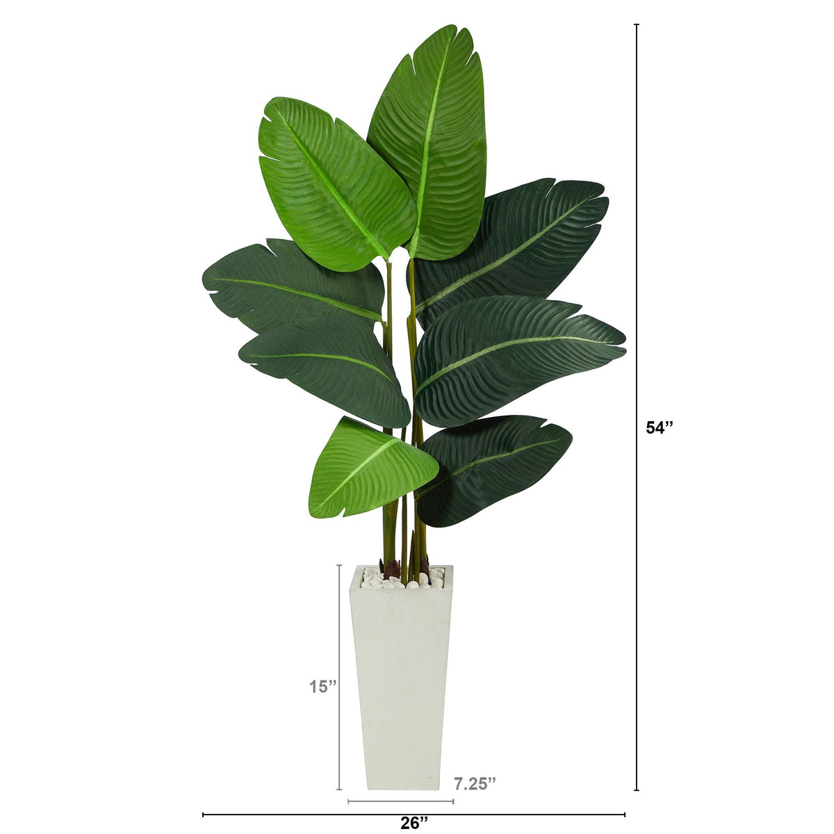 4.5’ Traveler's Palm Artificial Tree in White Planter