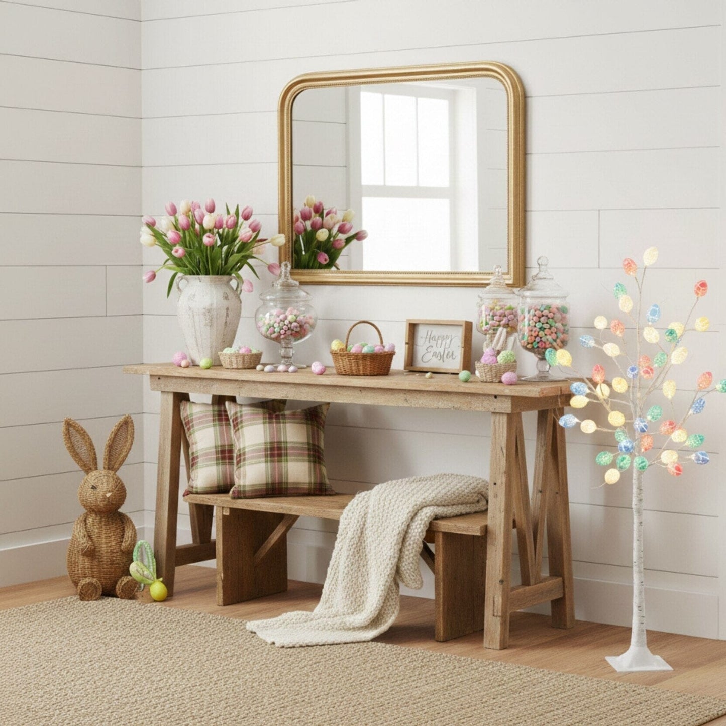 4' Pre-Lit Artificial Easter Twig Tree with 48 Egg Shaped LED Ornaments