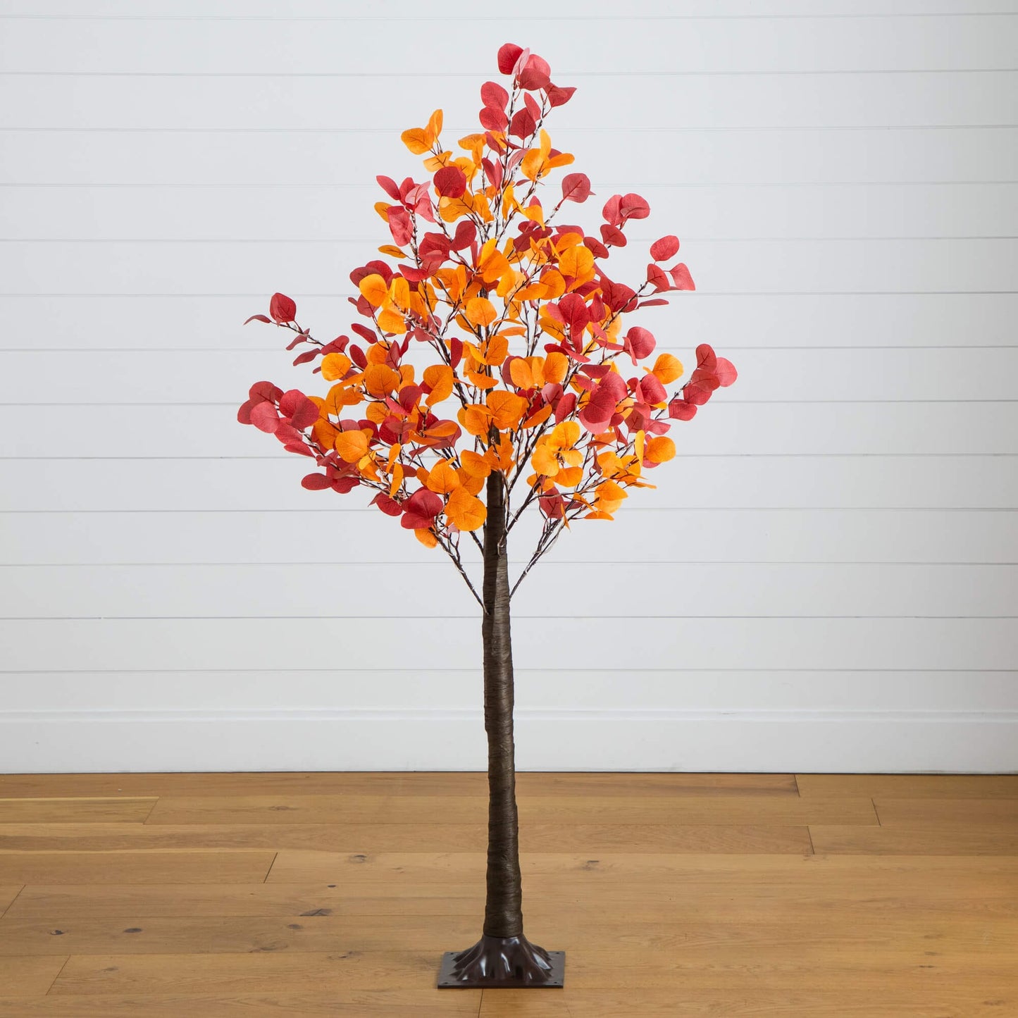 5' Pre-Lit Bright Autumn Eucalyptus Artificial Fall Tree with 300 Warm White LED Lights
