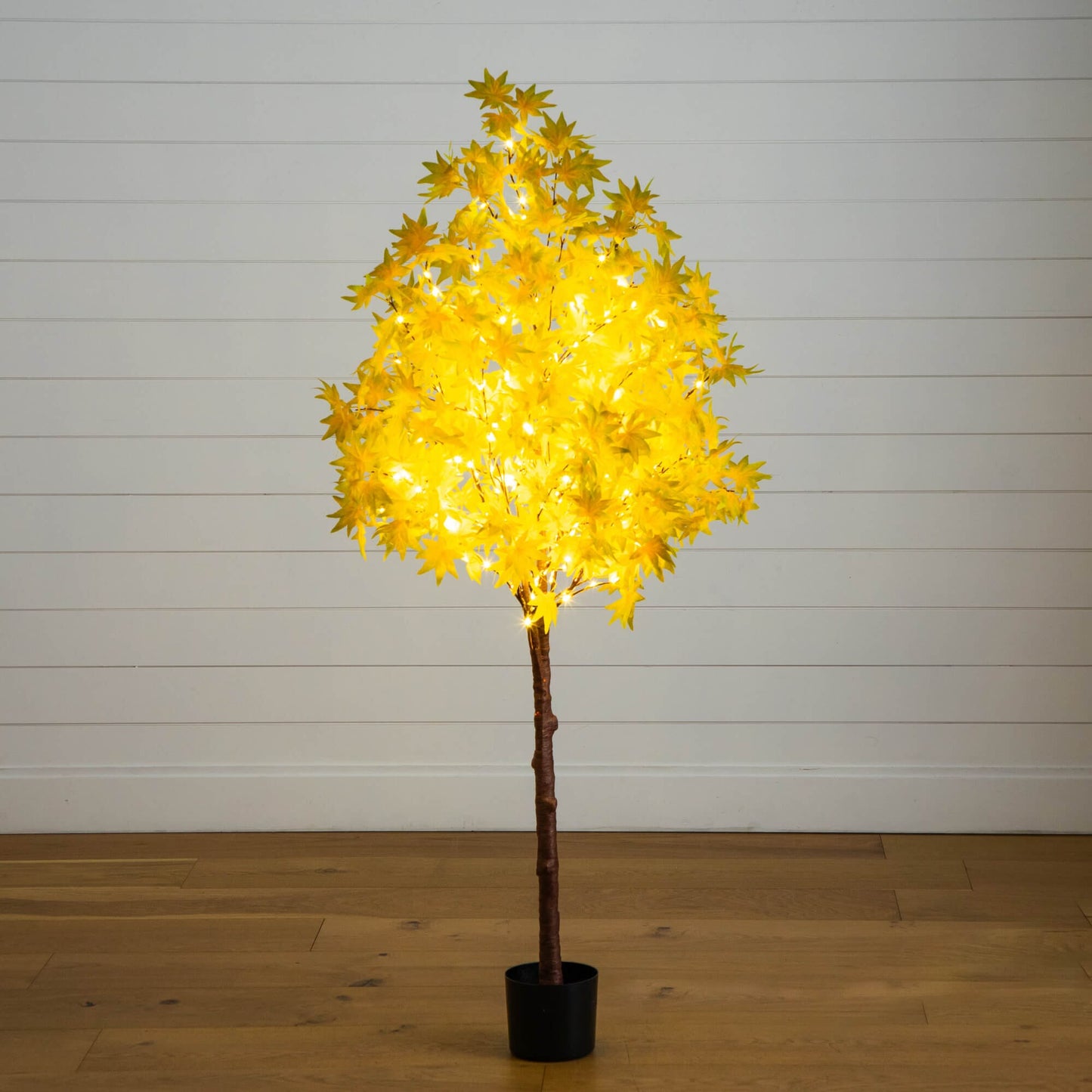 5' Pre-Lit Yellow Autumn Maple Artifical Fall Tree with 250 Warm White LED Lights