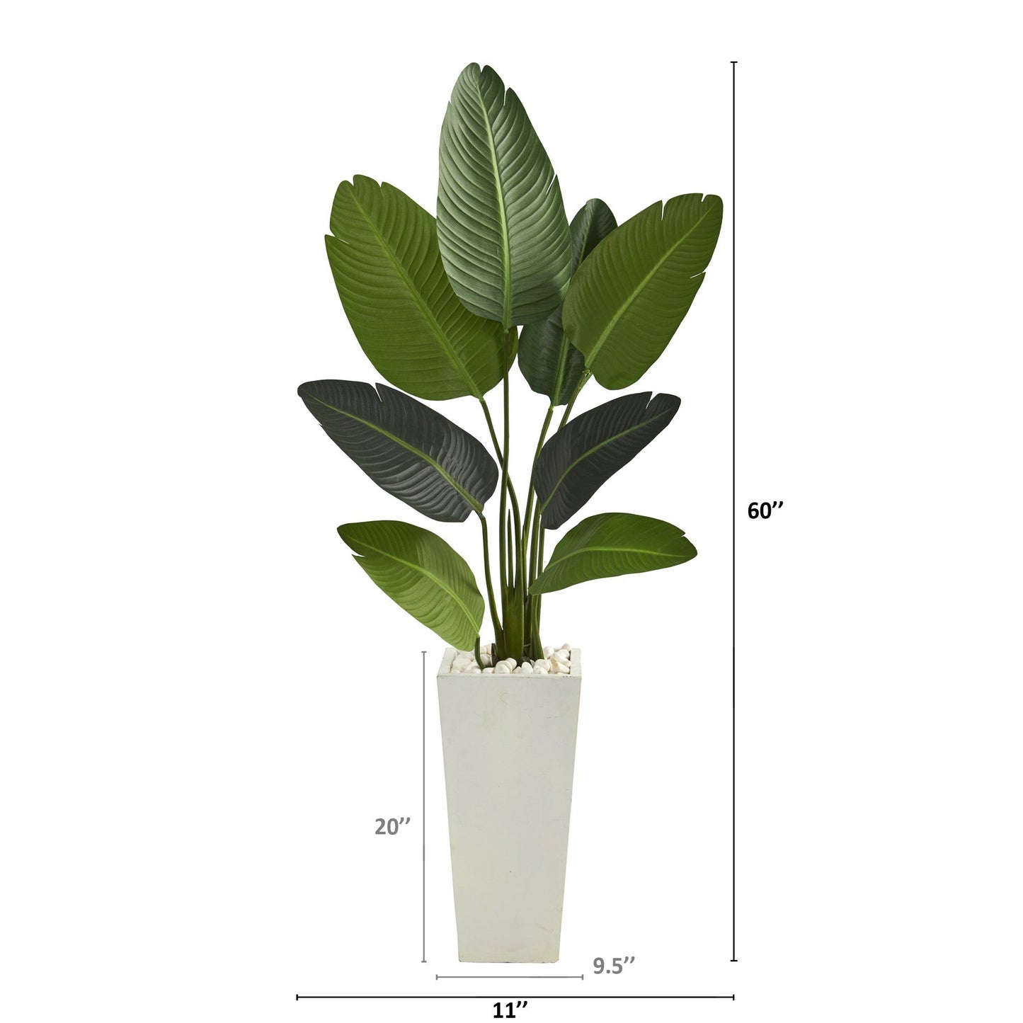 5’ Traveler's Palm Artificial Tree in Tall White Planter