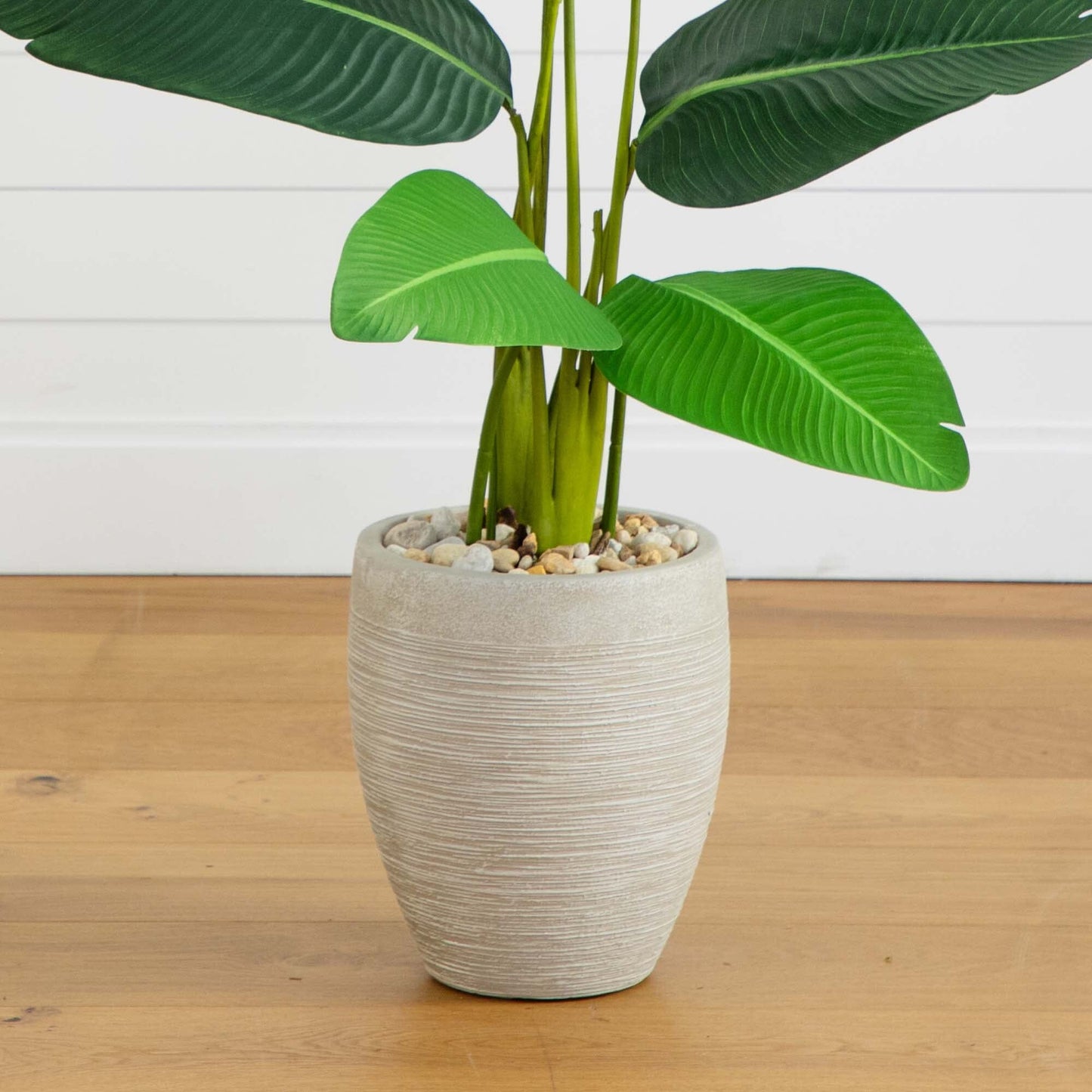 50” Traveler's Palm Artificial Tree in Sand-Colored Planter