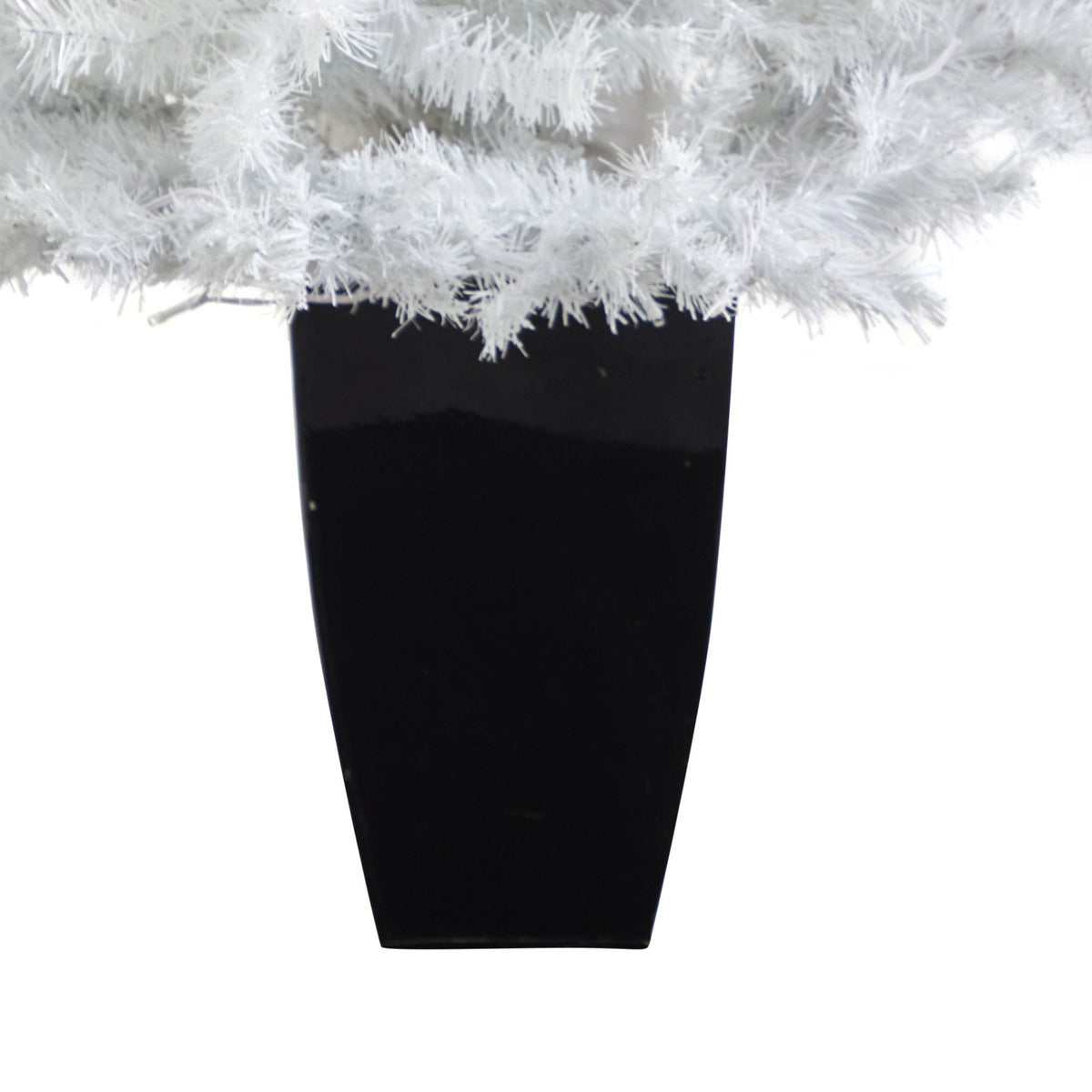 50” White Artificial Christmas Tree with 100 Clear LED Lights in Black Metal Planter