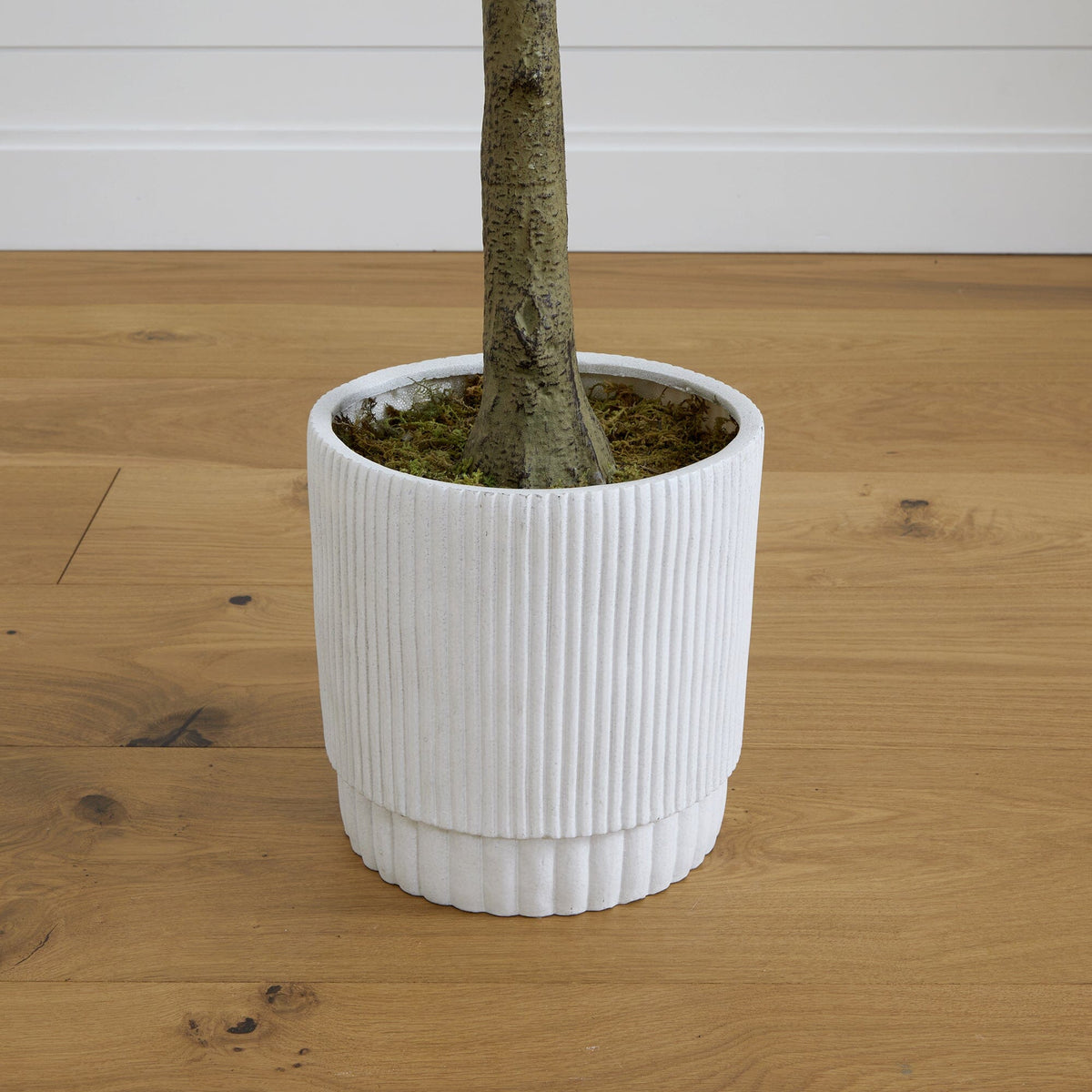 6’ Artificial Fiddle Leaf Fig Tree with White Decorative Planter