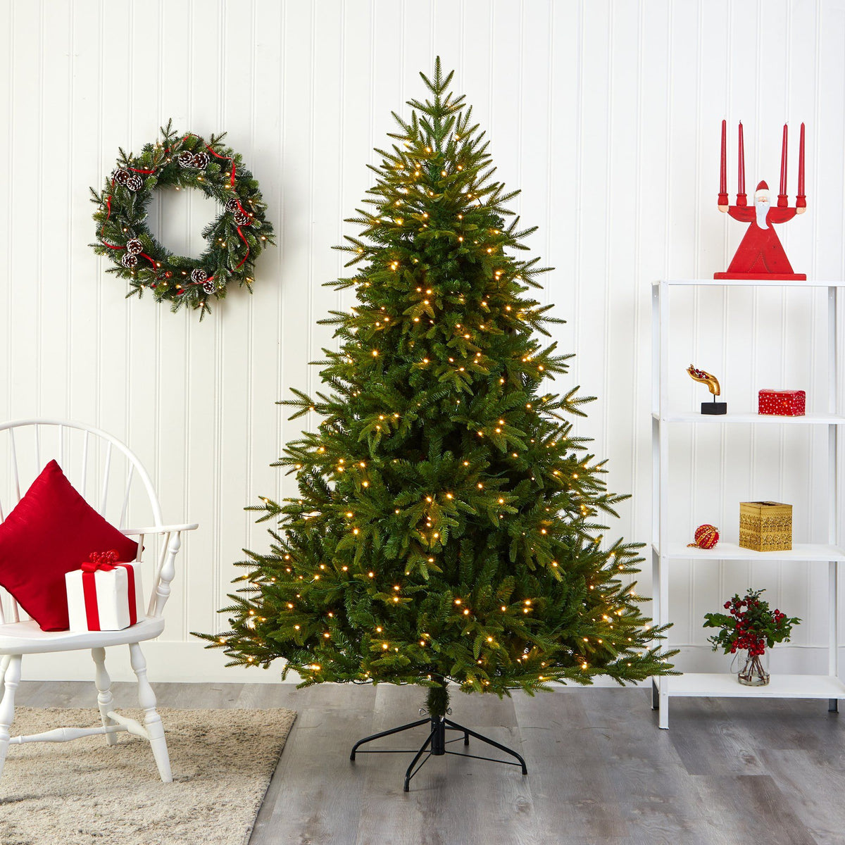 6’ Colorado Mountain Fir “Natural Look” Artificial Christmas Tree with 350 Clear LED Lights and 1704 Bendable Banches