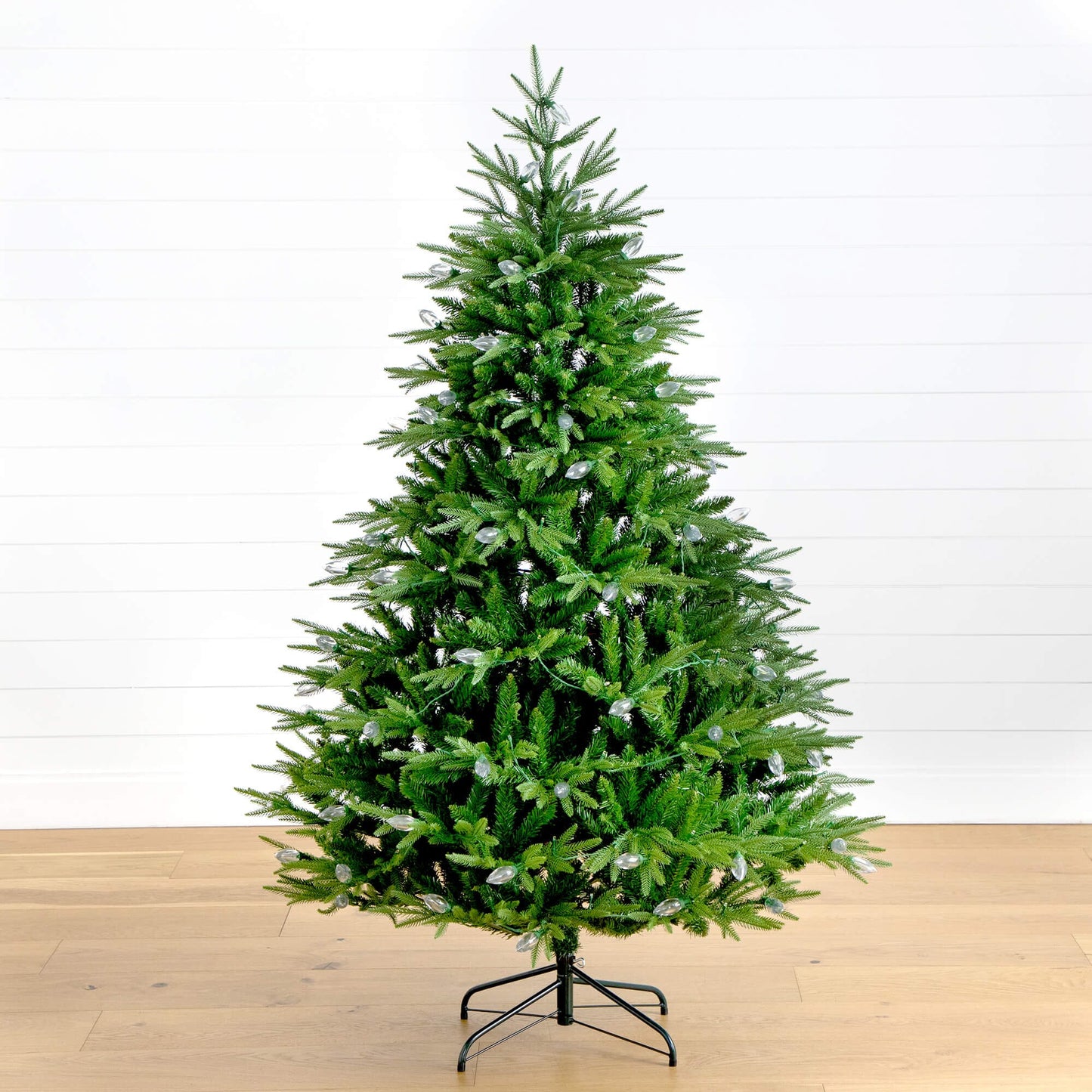 6' Pre-Lit Artificial Luxembourg Pine Christmas Tree with 250 Multicolored Traditional Bulb LED Lights