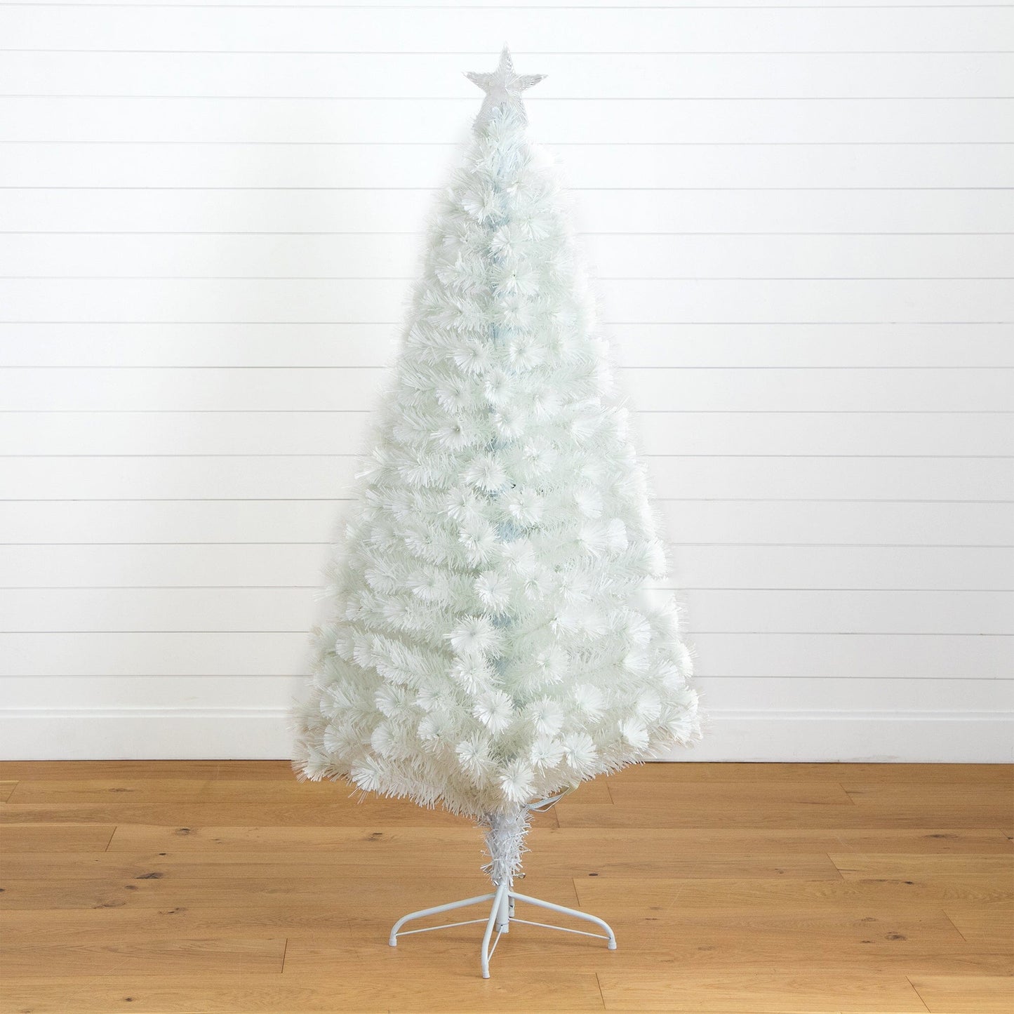 6' Pre-Lit Fiber Optic Artificial White Christmas Tree with Star Tree Topper
