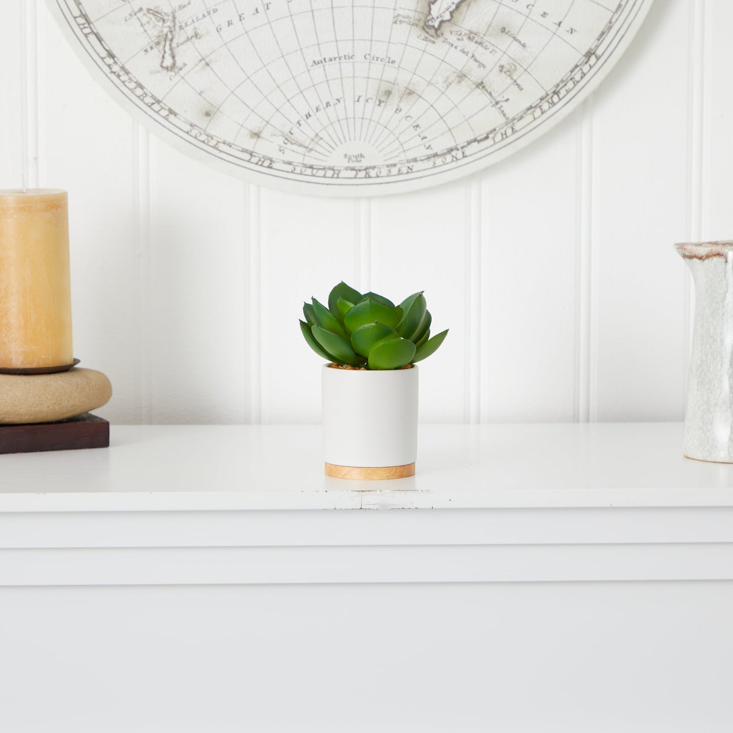 6” Succulent Artificial Plant in White Ceramic Planter