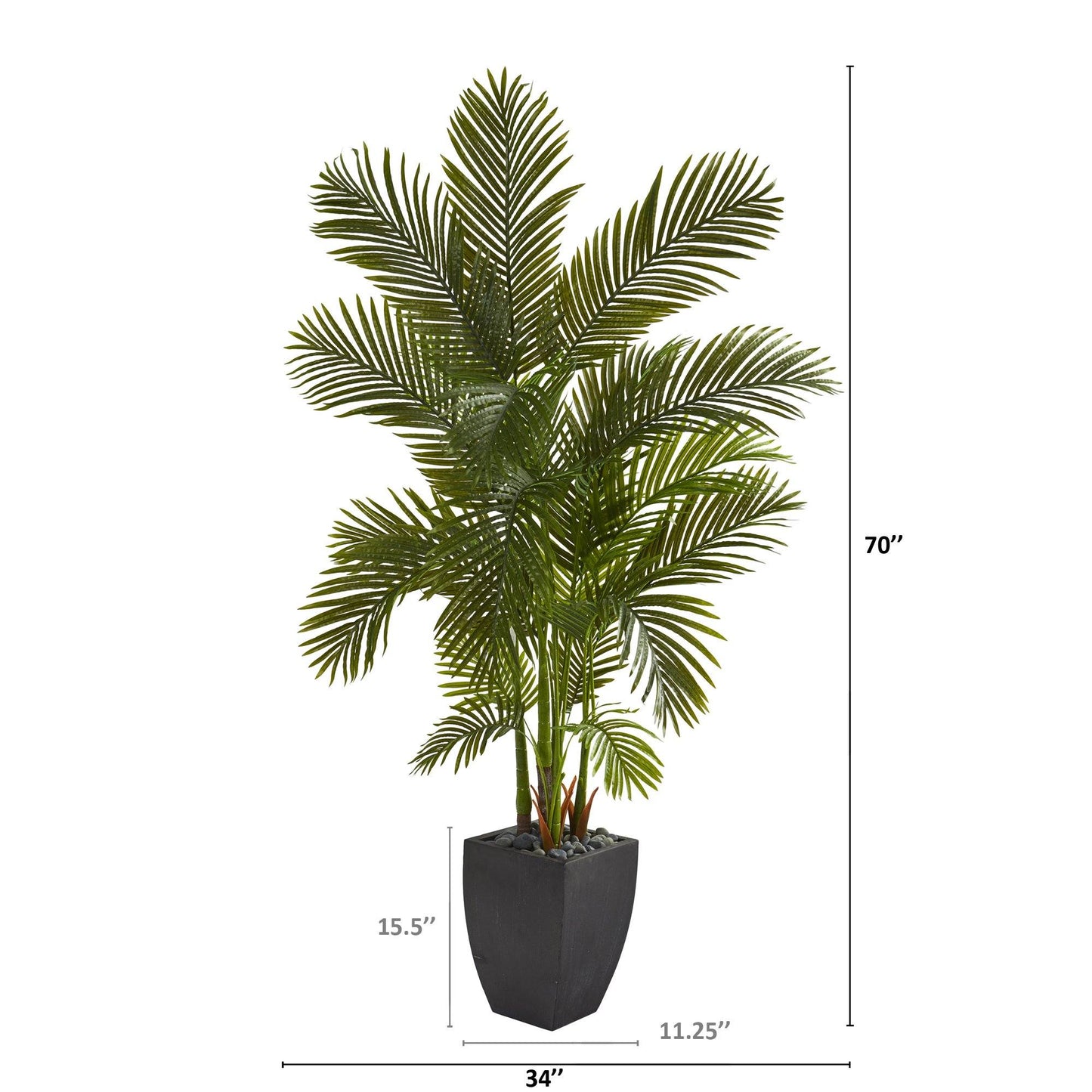 70” Areca Palm Artificial Tree in Black Planter