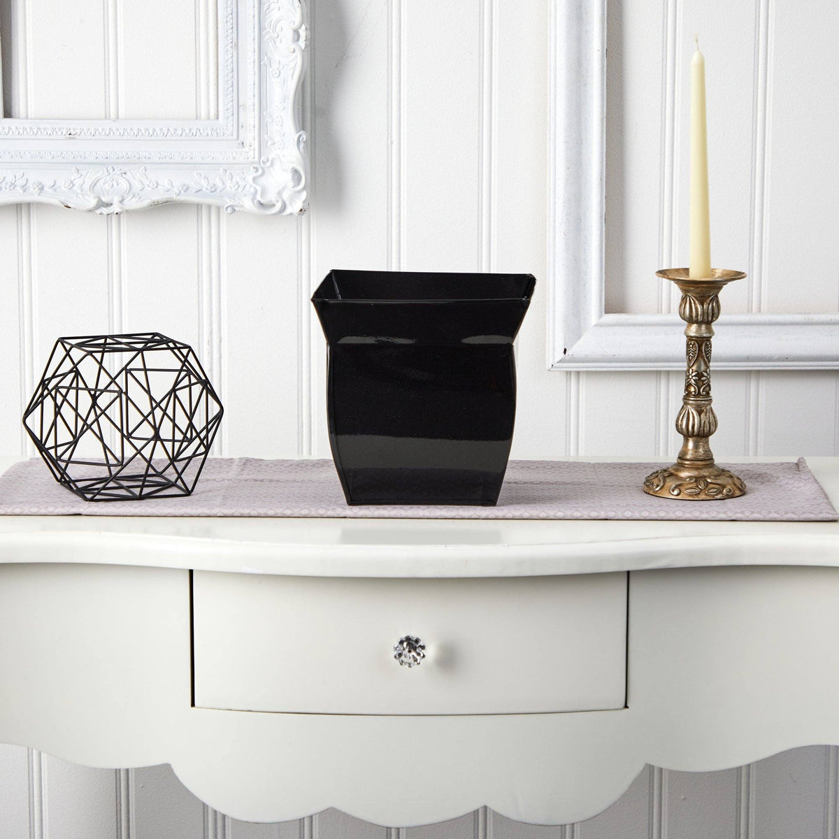 8” Fluted Metal Square Planter
