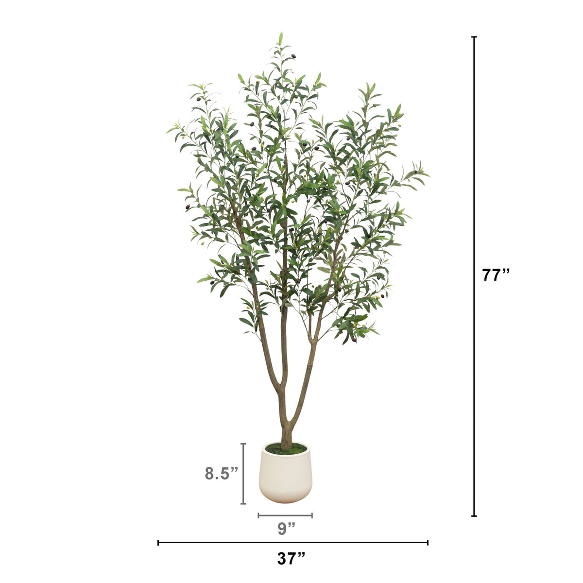 7' Artificial Olive Tree in White Decorative Planter