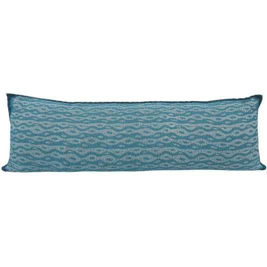 Artisan Hand Loomed Cotton Lumbar Pillow - Blue Ocean - 16"x48" Arcadia Home