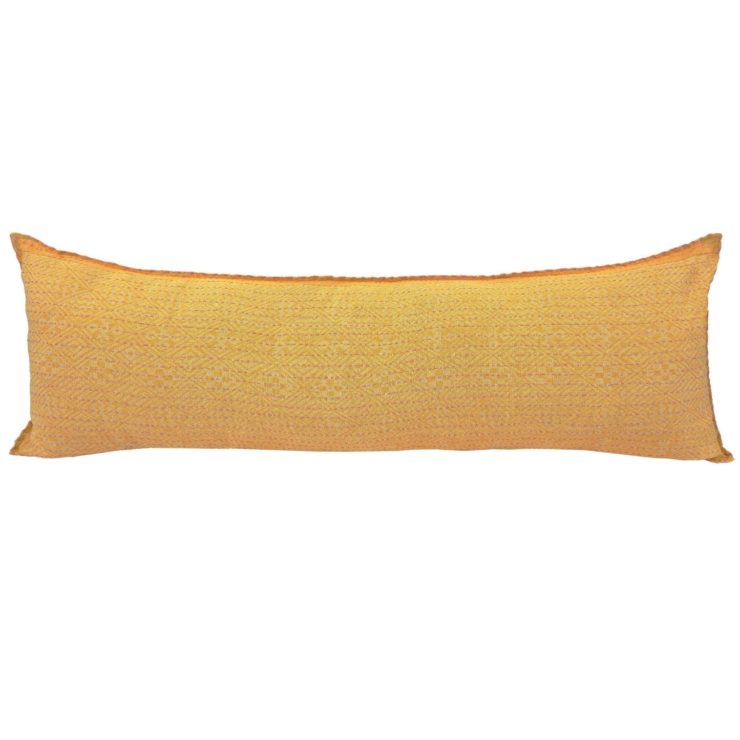 Artisan Hand Loomed Cotton Lumbar Pillow - Yellow Diamonds - 16"x48" Arcadia Home