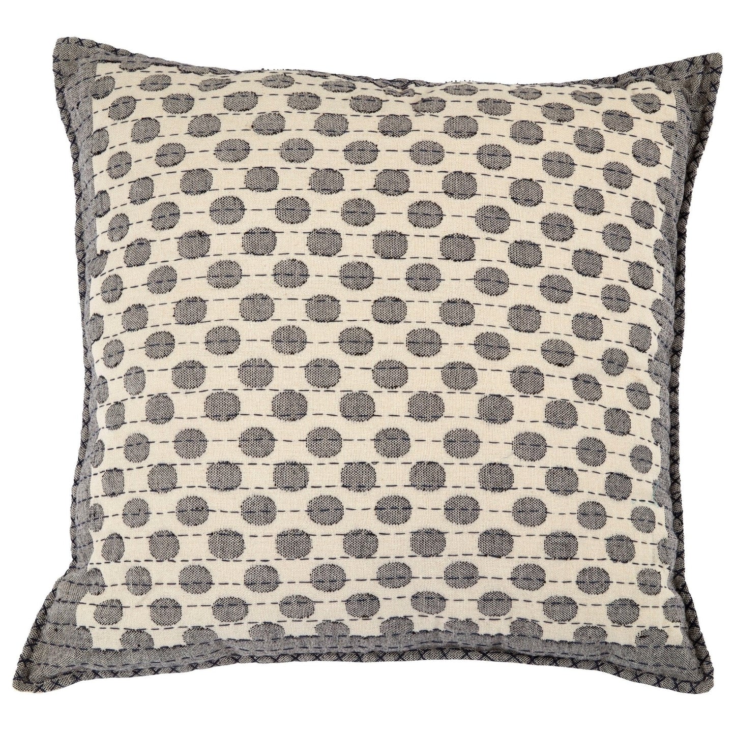 Artisan Hand Loomed Cotton Square Pillow - Dots Gray - 24" Arcadia Home