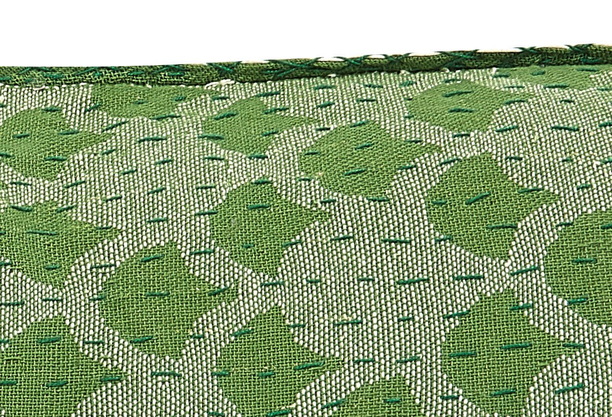 Artisan Hand Loomed Cotton Square Pillow - Green Ginkgo Design - 24" Arcadia Home