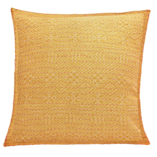 Artisan Hand Loomed Cotton Square Pillow - Yellow Diamond - 24" Arcadia Home