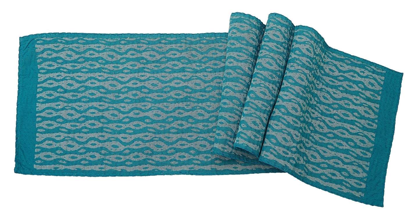 Artisan Hand Loomed Cotton Table Runner - Blue Ocean - 18"x96" Arcadia Home