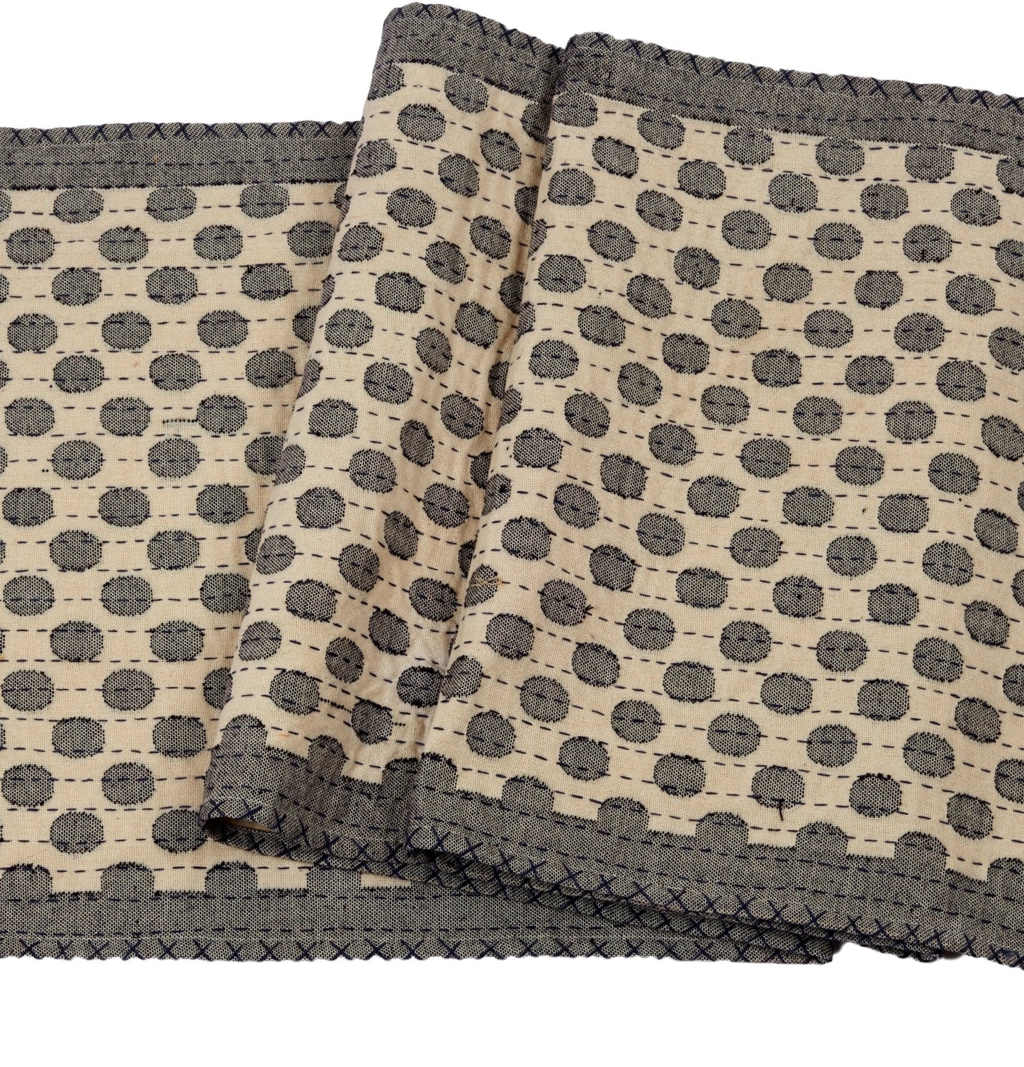 Artisan Hand Loomed Cotton Table Runner - Gray Dots - 18"x96" Arcadia Home