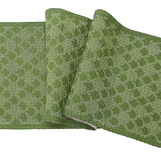 Artisan Hand Loomed Cotton Table Runner - Green Ginkgo - 18"x96" Arcadia Home
