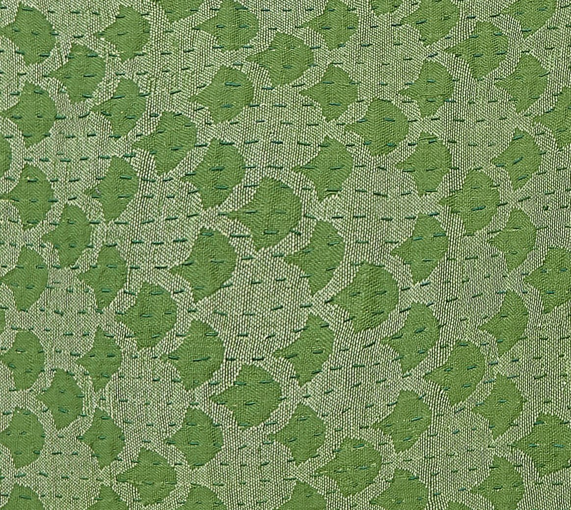 Artisan Hand Loomed Cotton Table Runner - Green Ginkgo - 18"x96" Arcadia Home