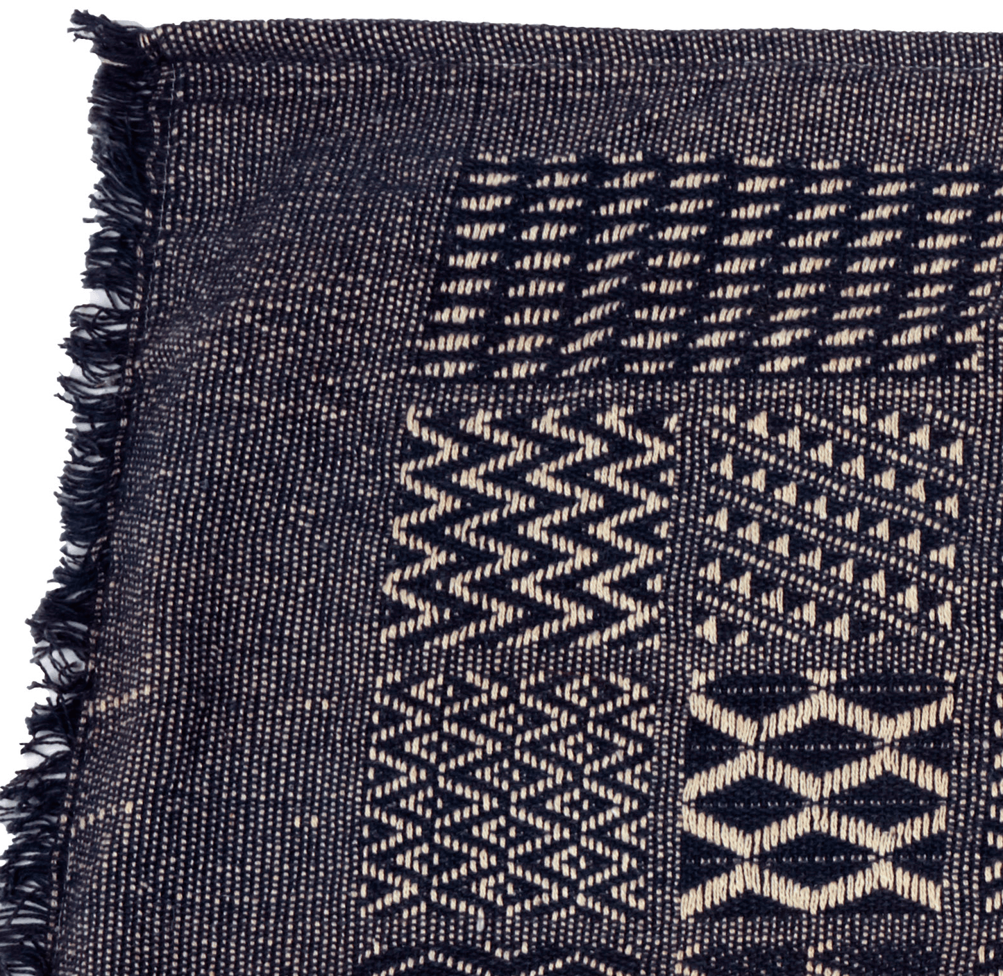 Artisan Hand Loomed Cotton Table Runner - Indigo Blocks - 18"x96" Arcadia Home