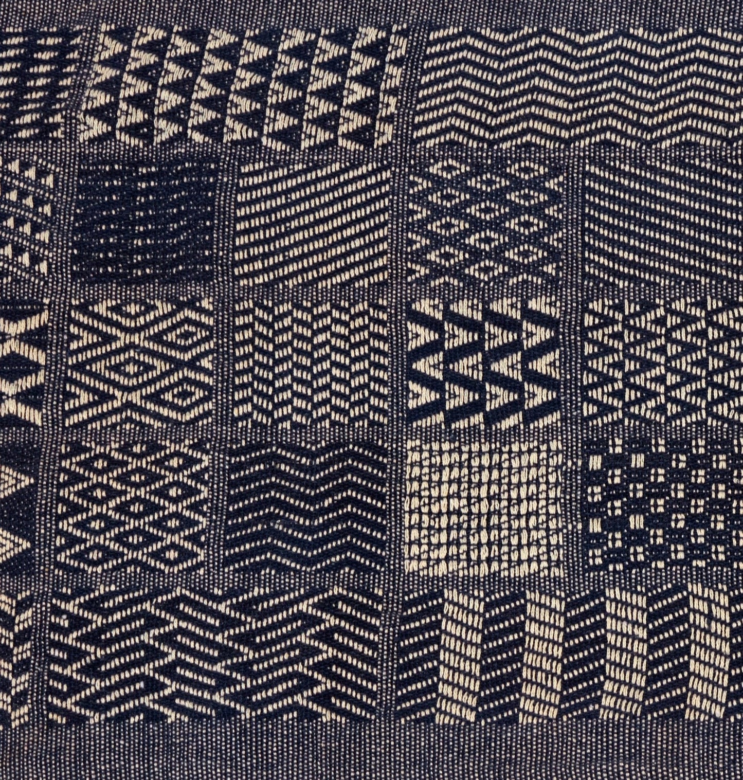 Artisan Hand Loomed Cotton Table Runner - Indigo Blocks - 18"x96" Arcadia Home
