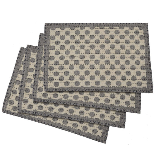 Artisan Hand Loomed Placemat - Gray Dots - 14" x 19"- Set of 4 Arcadia Home