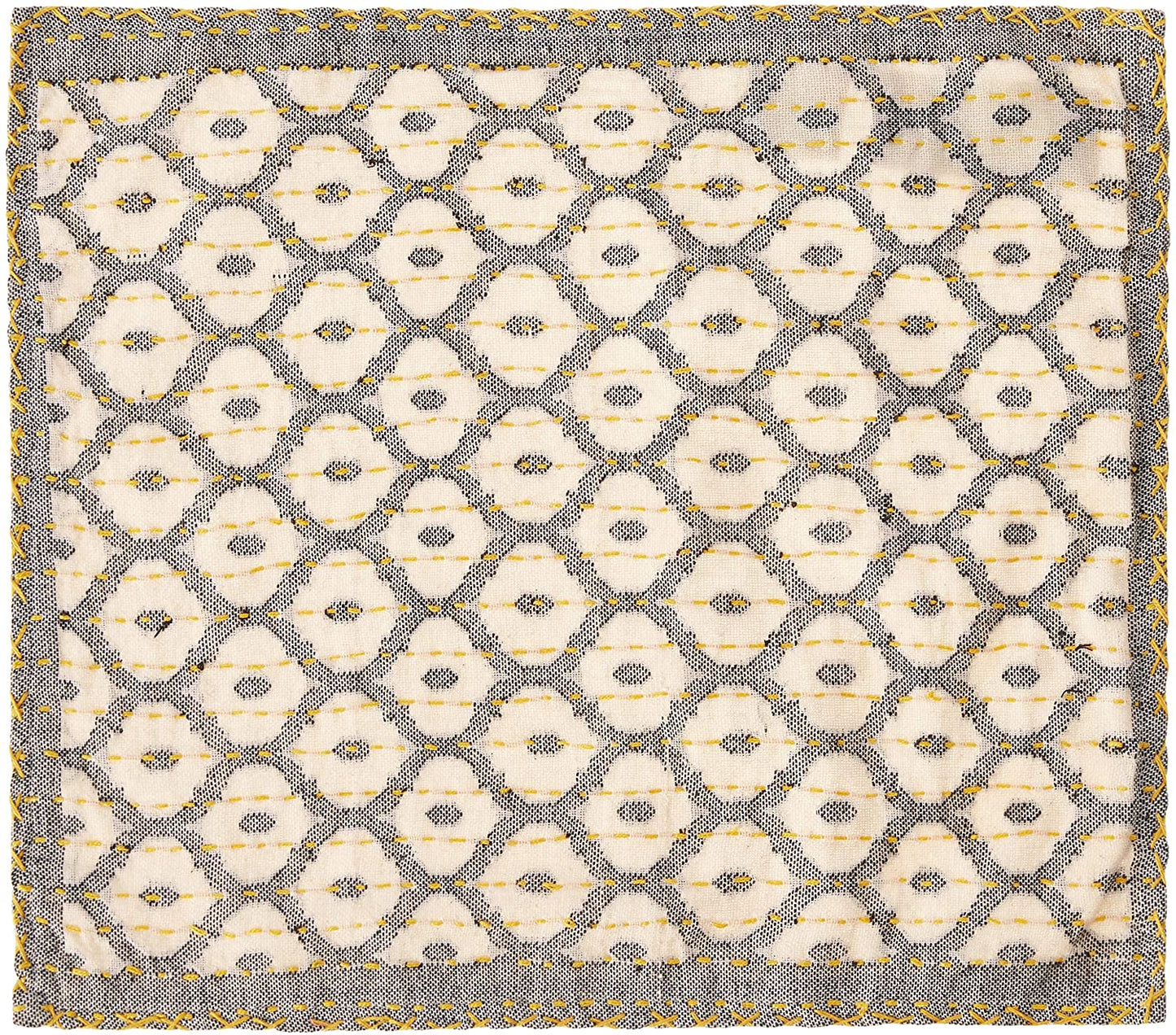 Artisan Hand Loomed Placemat - Gray Yellow Stitching - 14" x 19"- Set of 4 Arcadia Home