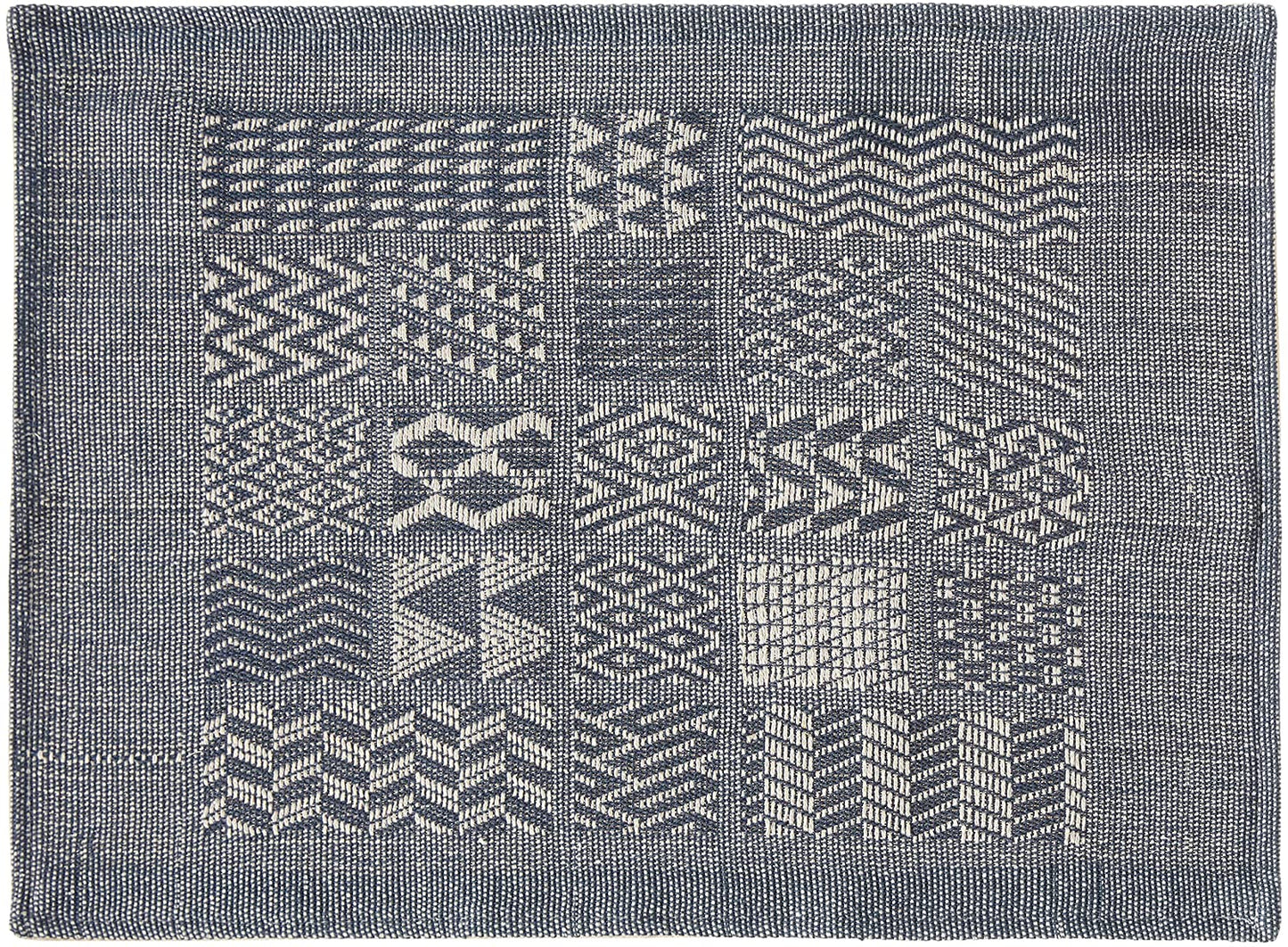 Artisan Hand Loomed Placemat - Indigo Blocks - 14" x 19"- Set of 4 Arcadia Home