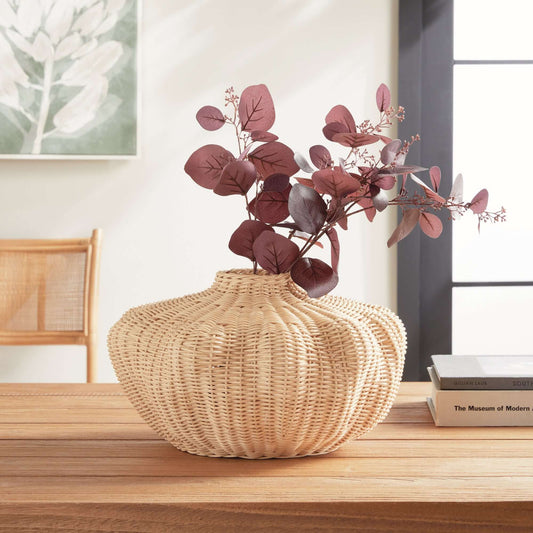 Artisan Rattan Vase for Boho and Coastal Décor