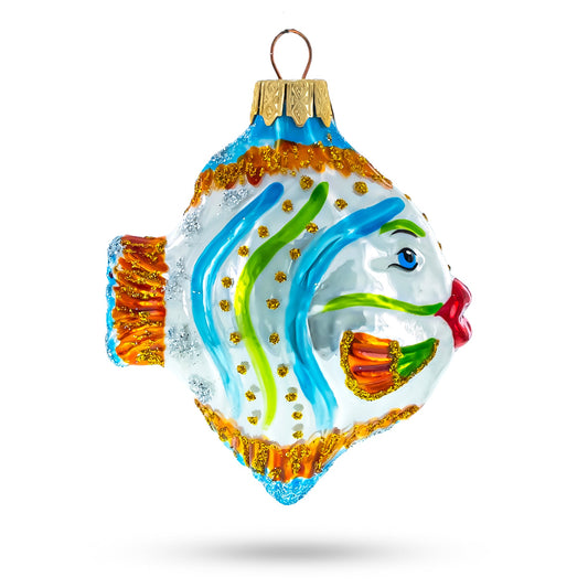 Coral Reef Ocean Fish Glass Christmas Ornament