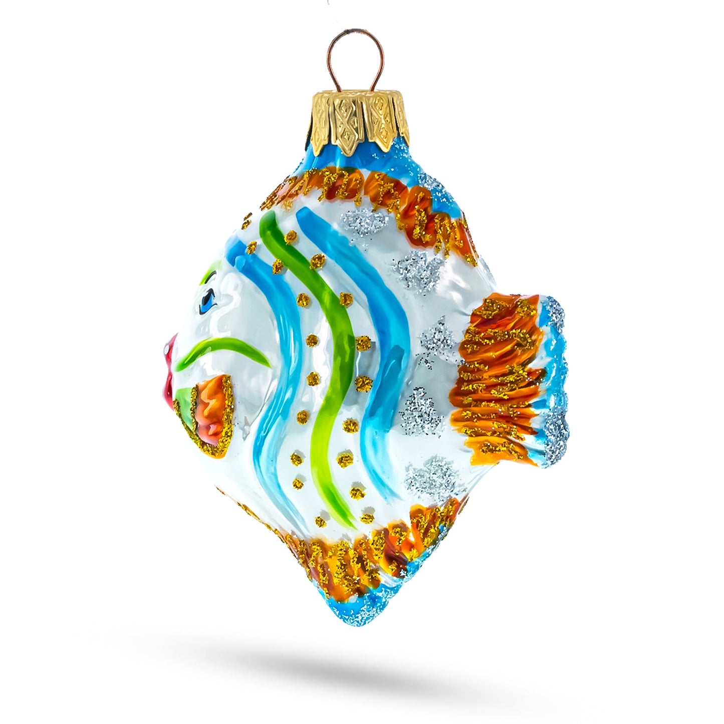 Coral Reef Ocean Fish Glass Christmas Ornament