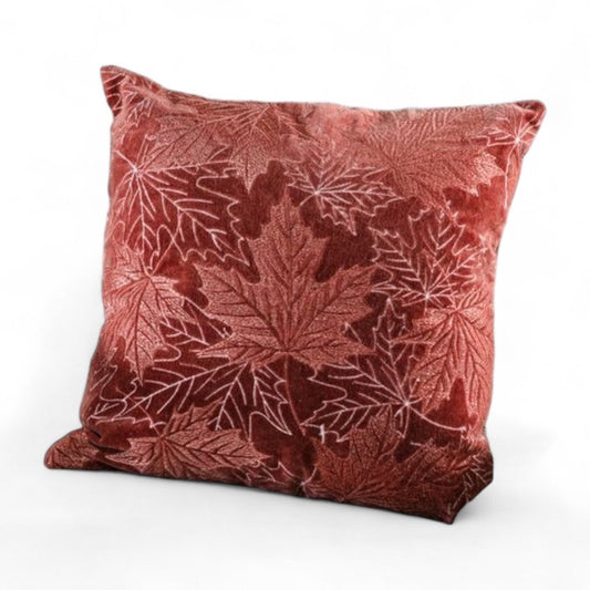 Auburn Leaves Embroidered Pillow