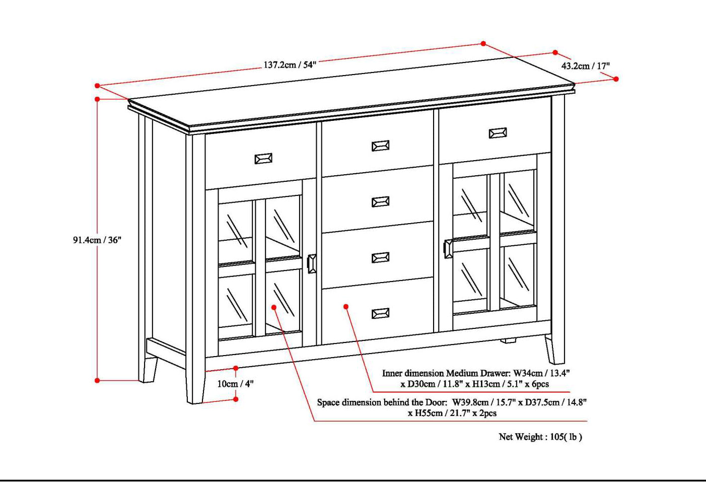 Artisan Solid Wood Sideboard Buffet in Distressed