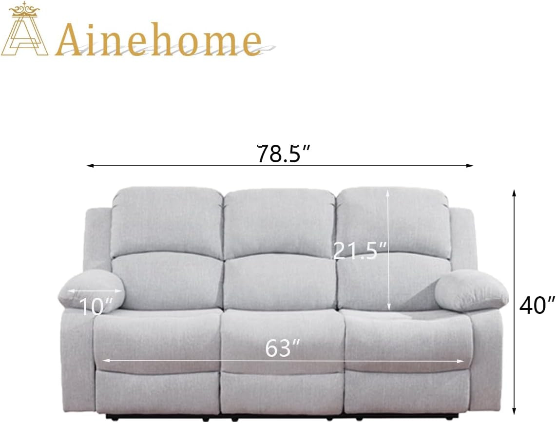 Grey White Microfiber Leather Recliner Sofa Set Living Room