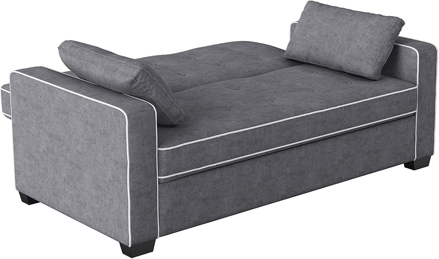 Ainsley Loveseat With Pull Out Sleeper Microfiber Charcoal