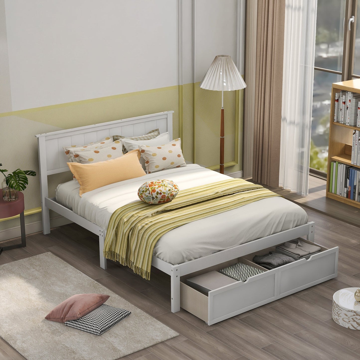 Full Size Platform Bed with Under-bed Drawers