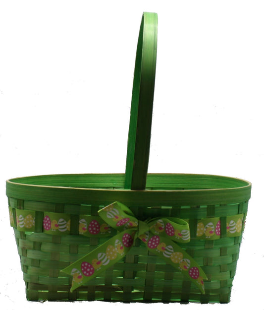 Easter Oval Bamboo Baskets - Large Green