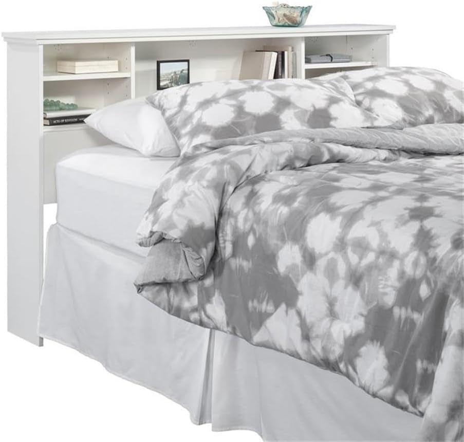 Transitional Engineered Wood Headboard with Adjustable Shelves