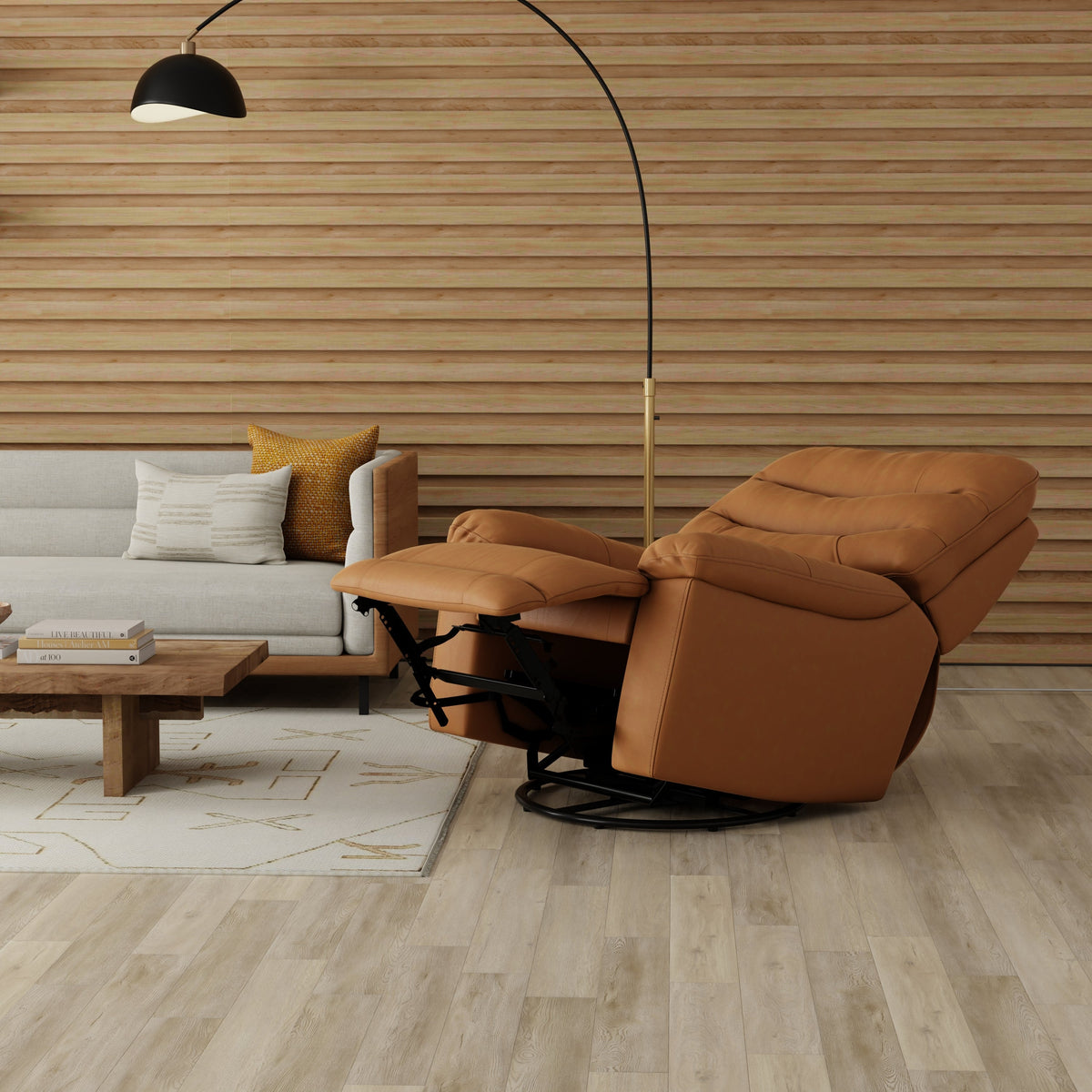 Global Home Swivel Glider Recliner with Manual Footrest In Oslo Antelope
