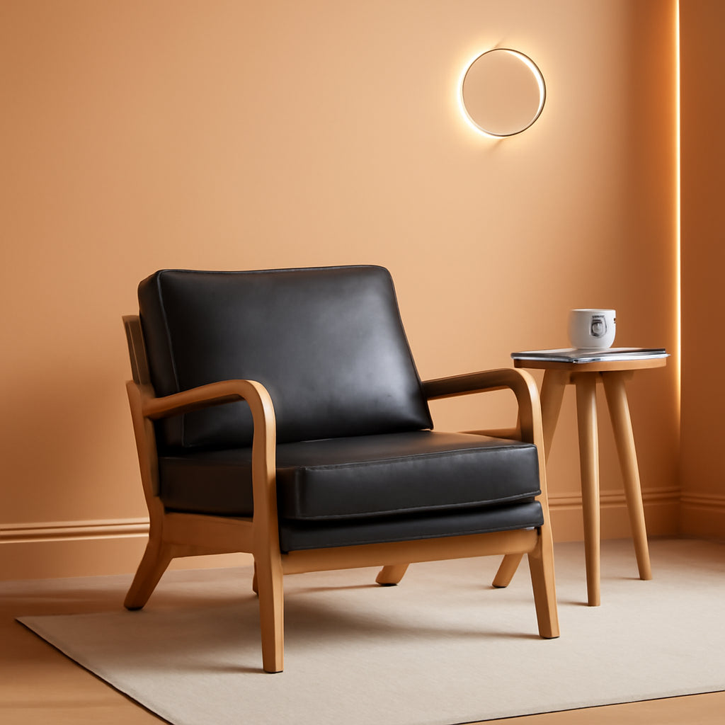 Modern Black Accent Chair With Thick Cushioned Seat